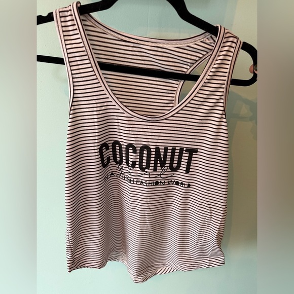 Coconuts Black and White Striped Women's Tank Top - Picture 1 of 3